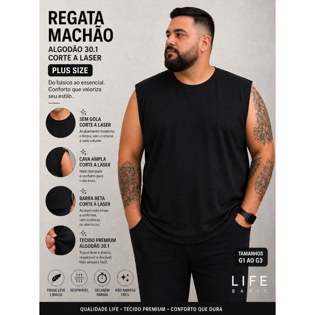 Regata machão plus size G1 G2 G3