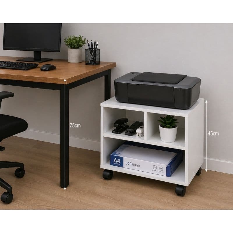 Suporte para Impressora com Rodinhas MDF Reforçado