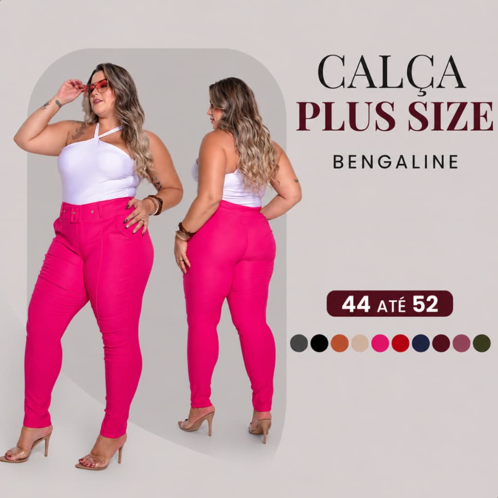 Calça Alfaitaria Bengaline Social Super Luxuosa Com Bolsos e Cinto Reduz Pochete E Levanta Bumbum