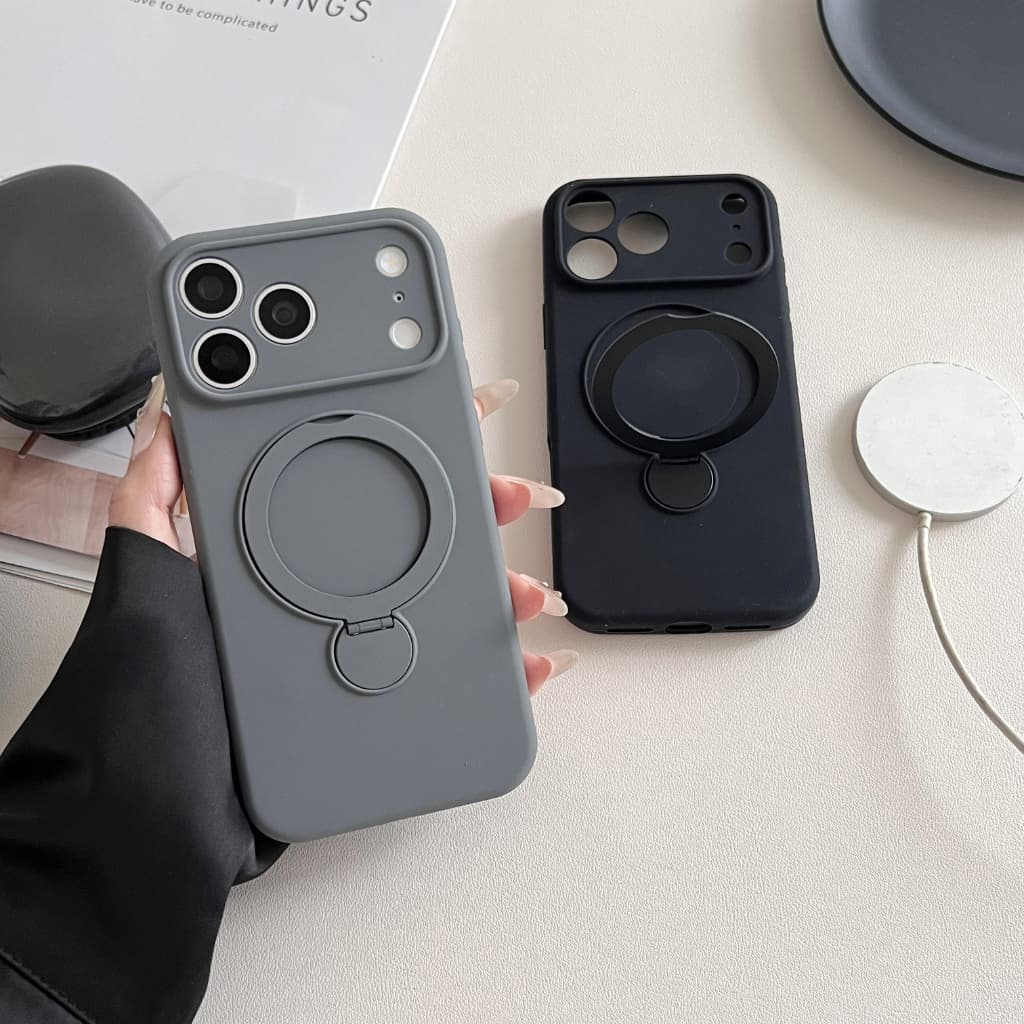 Capa Capinha para iPhone 17 16 15 14 13 PRO MAX Silicone Líquido com Suporte Magnético Minimalista