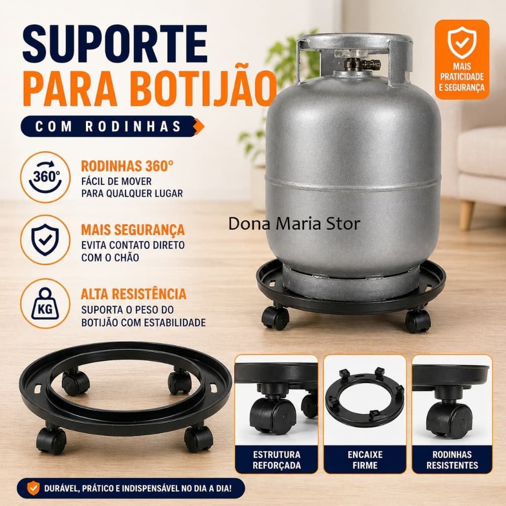 Suporte de gás para cozinha com rodinhas ou suporte fixo de botijão bujão