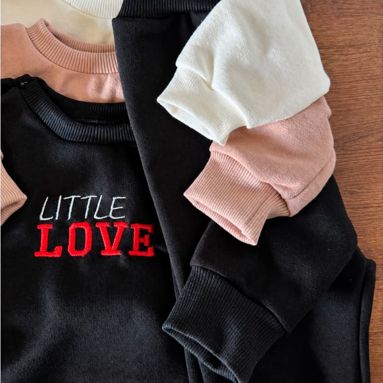 Moletom infantil casaco e calça para bebê menina e/ou menino modelo com BORDADO Little Love