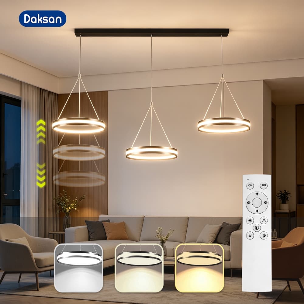 Luminária Pendente Lustre Moderna Italiano 3 Lampadas Espectro completo para sala salão cozinha de jantar