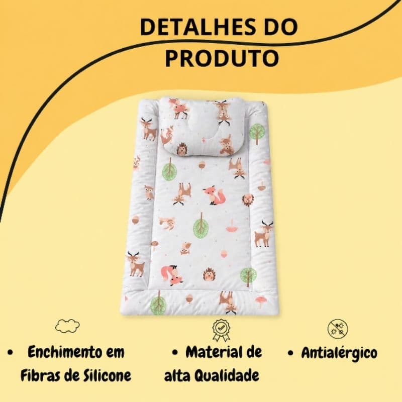 colchonete de carrinho+ o travesseiro macio e lavável confortável trav, anatômico sono tranquilo do seu bebê no no
