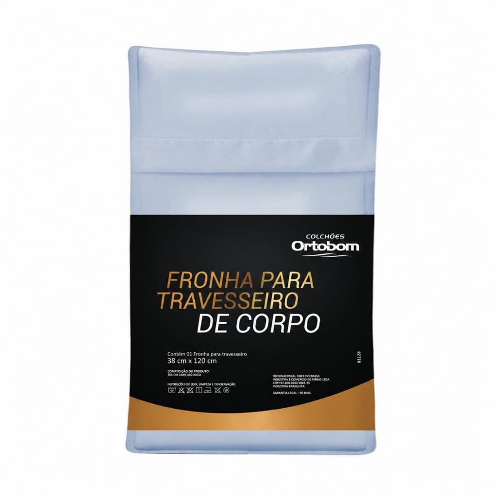 Fronha Azul para travesseiro de corpo 38x120 - Ortobom