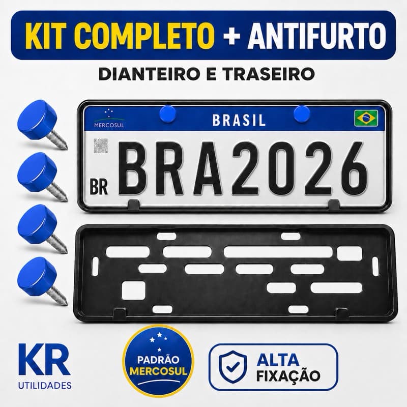 Suporte Para Placa de Carro Automotivo Par de Suportes Com Lacre e Parafuso