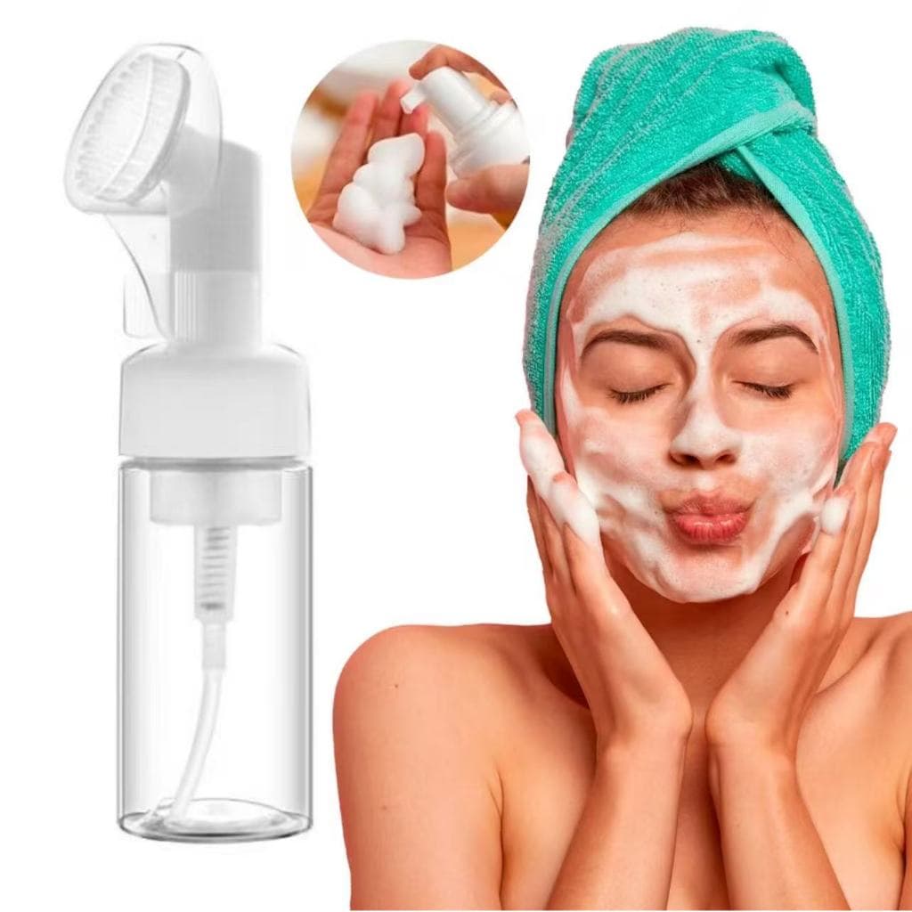 100ml capacidade Frasco Pump com Escova de Silicone para Limpeza Facial