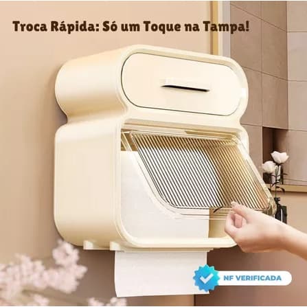 Suporte Porta Papel Higiênico Luxo Lenço Acrílico Parede