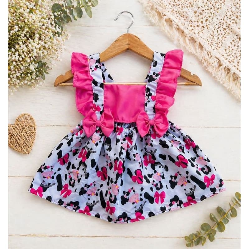 Vestido Romper Vaquinha Fazendinha Temático Personagem Mêsversario Festa