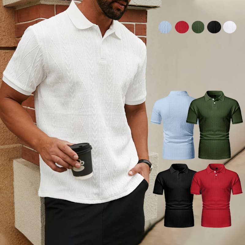 Camisa Polo Masculina Premium Manga Curta Texturizada Lisa Gola Social Estilo Old Money Várias Cores