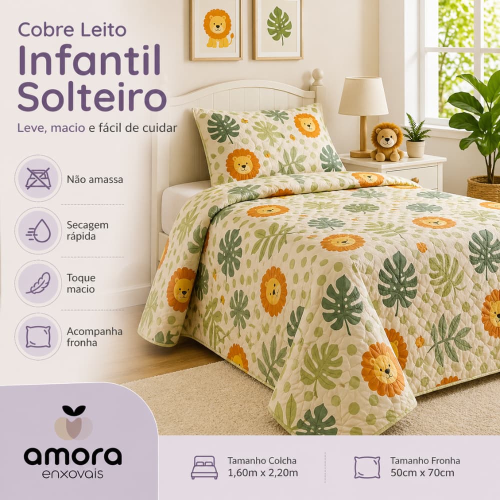 Cobre Leito Infantil Solteiro Estampado + Fronha Leve Macio Fácil de Lavar Não Amassa