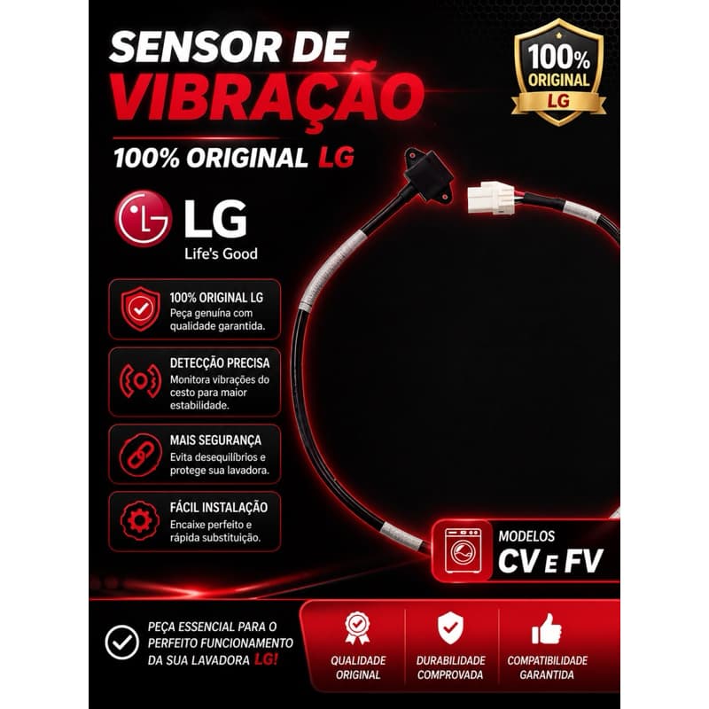 Sensor De Vibração 100% Original Lg (preto) Modelos Cv E Fv