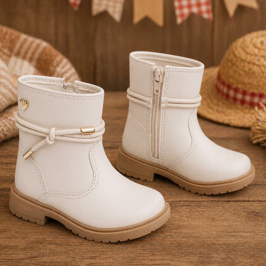 Bota Infantil Menina Bebê Casual Cano Médio Country Confortável Estilosa Junina Coturno Promoção