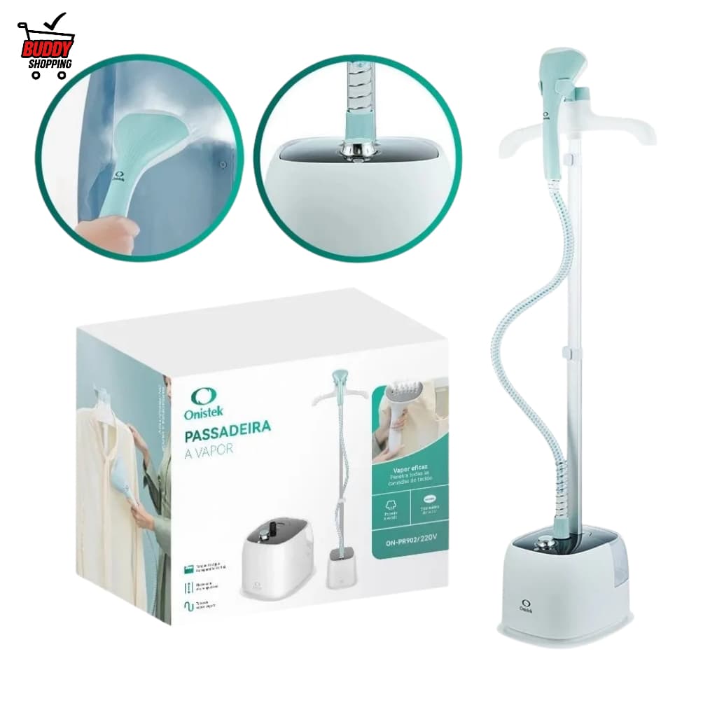 Passadeira a Vapor Vertical Alta Potência 1.6L 10 Modos 158cm Branco/Azul Mod Onistek ON-PR902