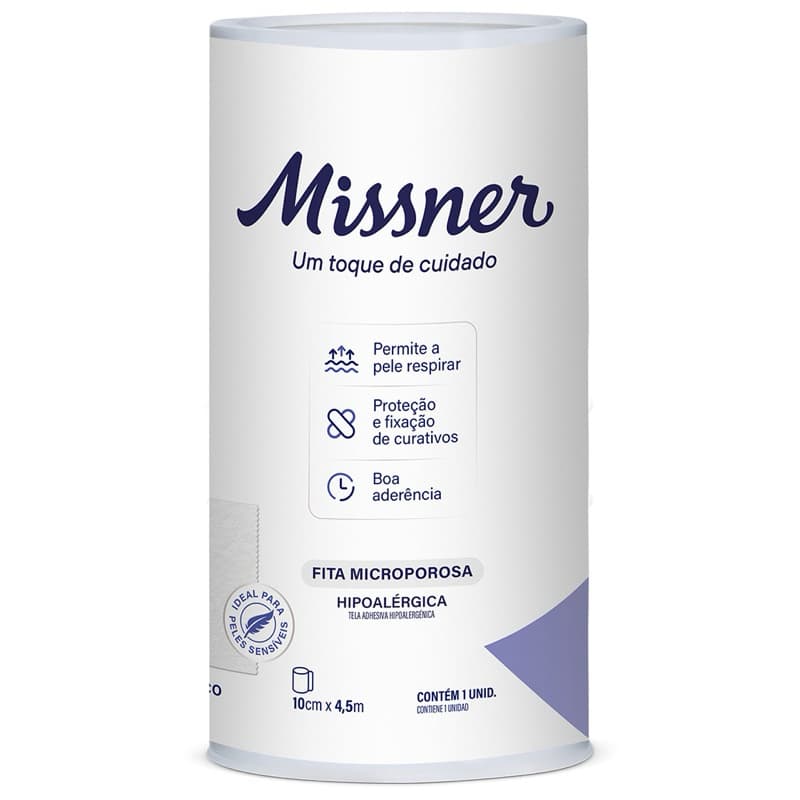 Fita Microporosa Missner 10cm x 4,5m Hipoalérgica – 1 Unidade ou Kit com 2