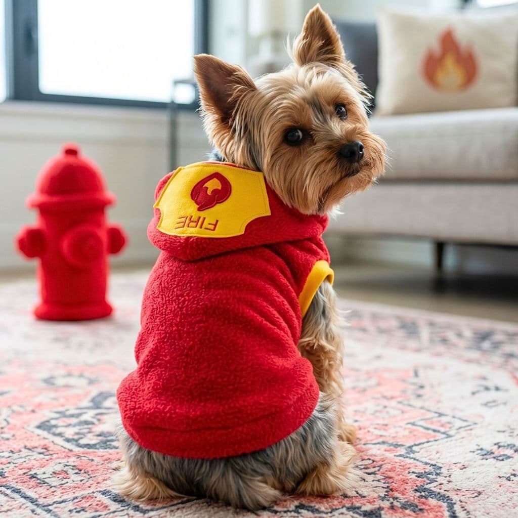 Fantasia Pet Bombeiro para Cachorro | Roupa Fleece com Capuz