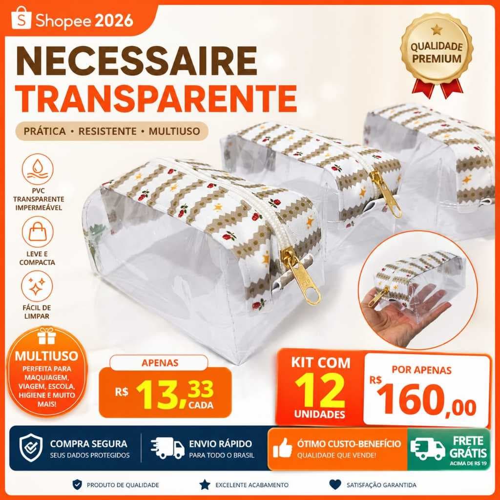 kit festa Necessaire Box Infantil. Lembrancinhas dia das mães.Brinde empresa. Várias estampas.Transparente Personalizada