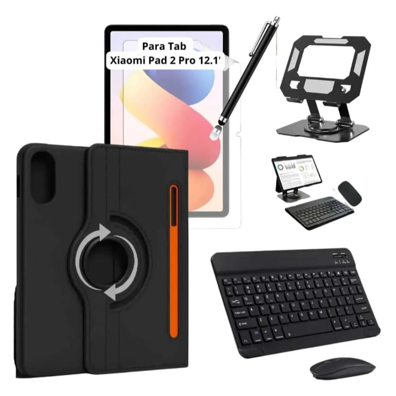 Kit Completo P/ Tablet Redmi Pad 2 Pro 12.1' Case + Teclado + Pelicula + Caneta Touch