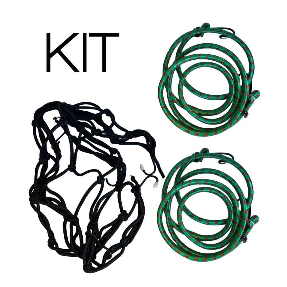 Kit Rede Elástica Aranha + 2 Corda Elástica Multifuncional Redinha Moto Bagageiro