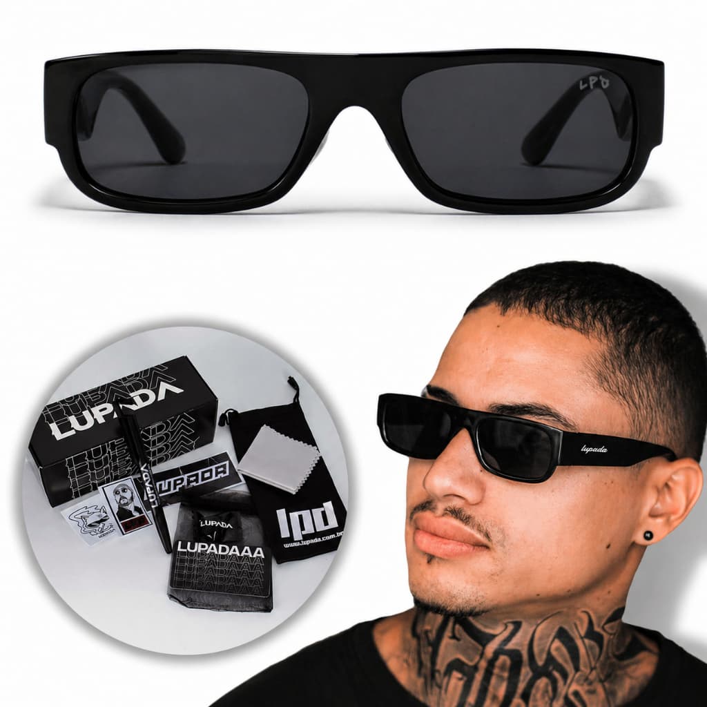 Óculos de Sol Polarizado Gangsta Escuro Moderno Hype Original Low Rider Chicano Reto Retangular