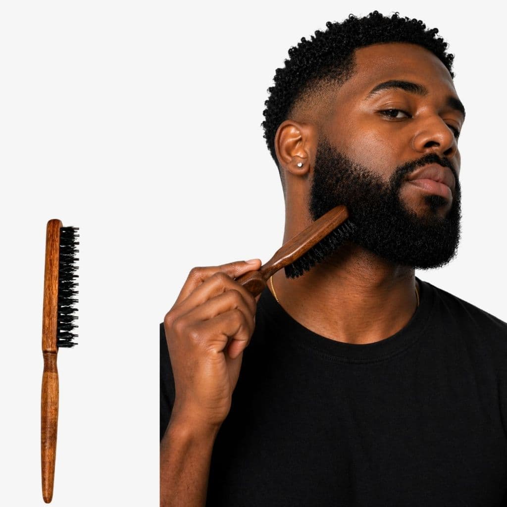 Escova De Madeira Barba E Cabelo Profissional Cerdas Firmes