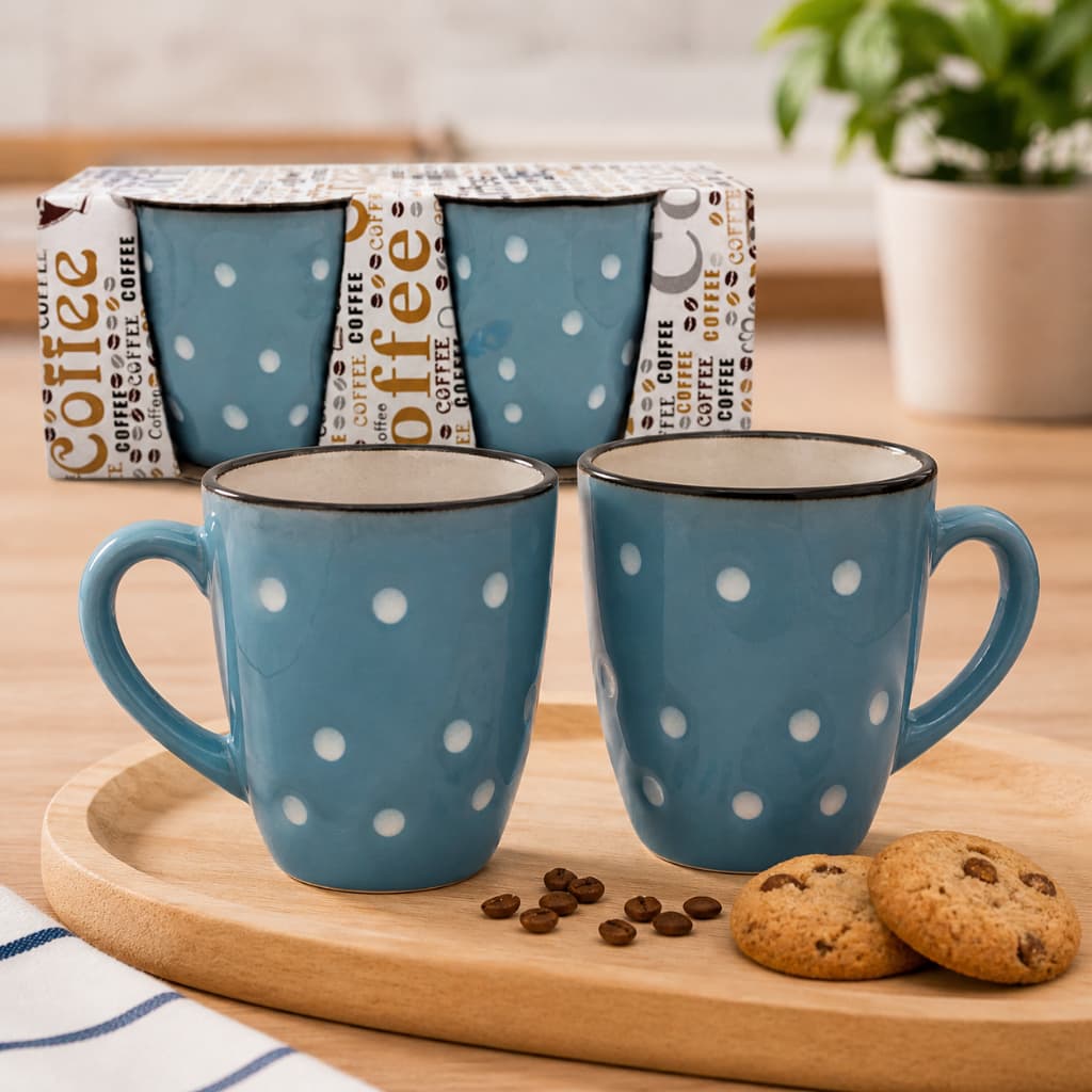Caneca de Cerâmica Estampada Bolinhas 200ml Moderna, Resistente e Ideal para Presente - Envio Rápido