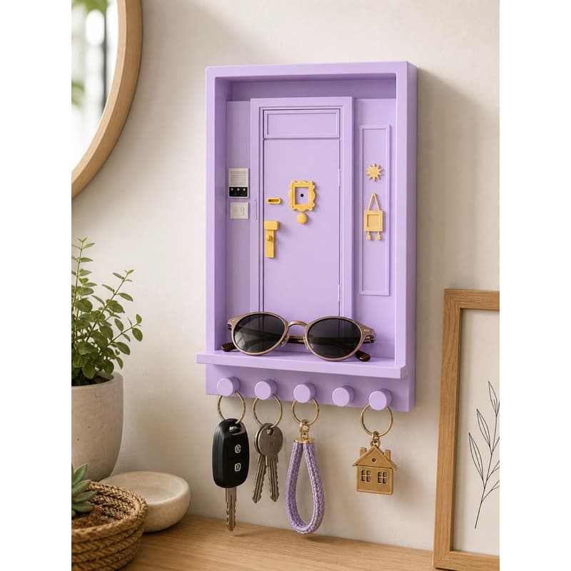 Porta-Chaves Decorativo Friends de Parede com Ganchos Porta Oculos Carteira Série Friends