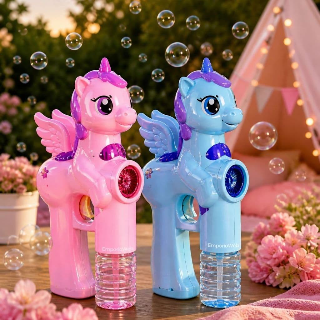 Brinquedo Bolhas Sabão Luz LED Unicórnio Máquina Lança Bolhas Automática Infantil Divertido Criança