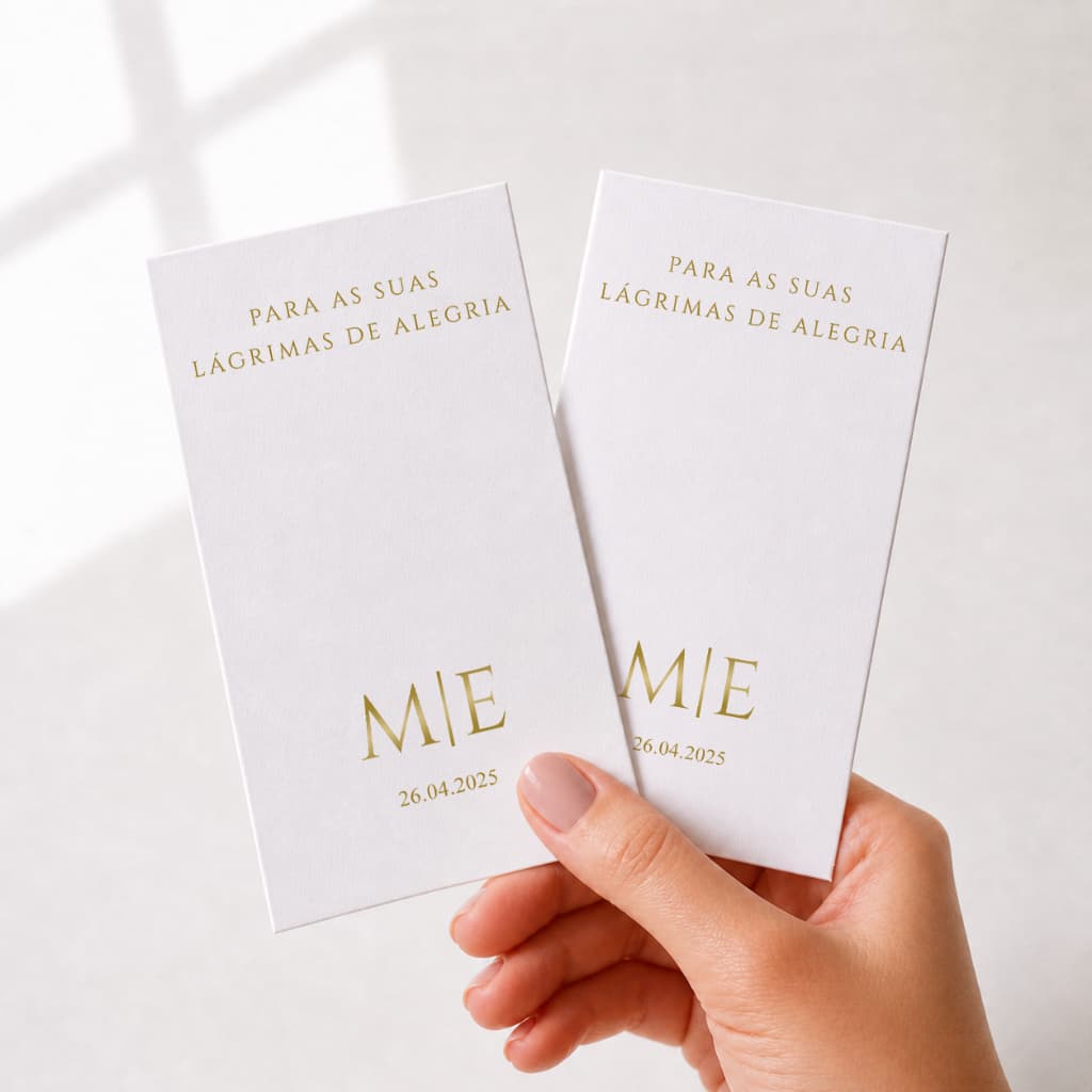 Lenços Lágrimas de Alegria Personalizado Casamento Minimalista Preto Branca