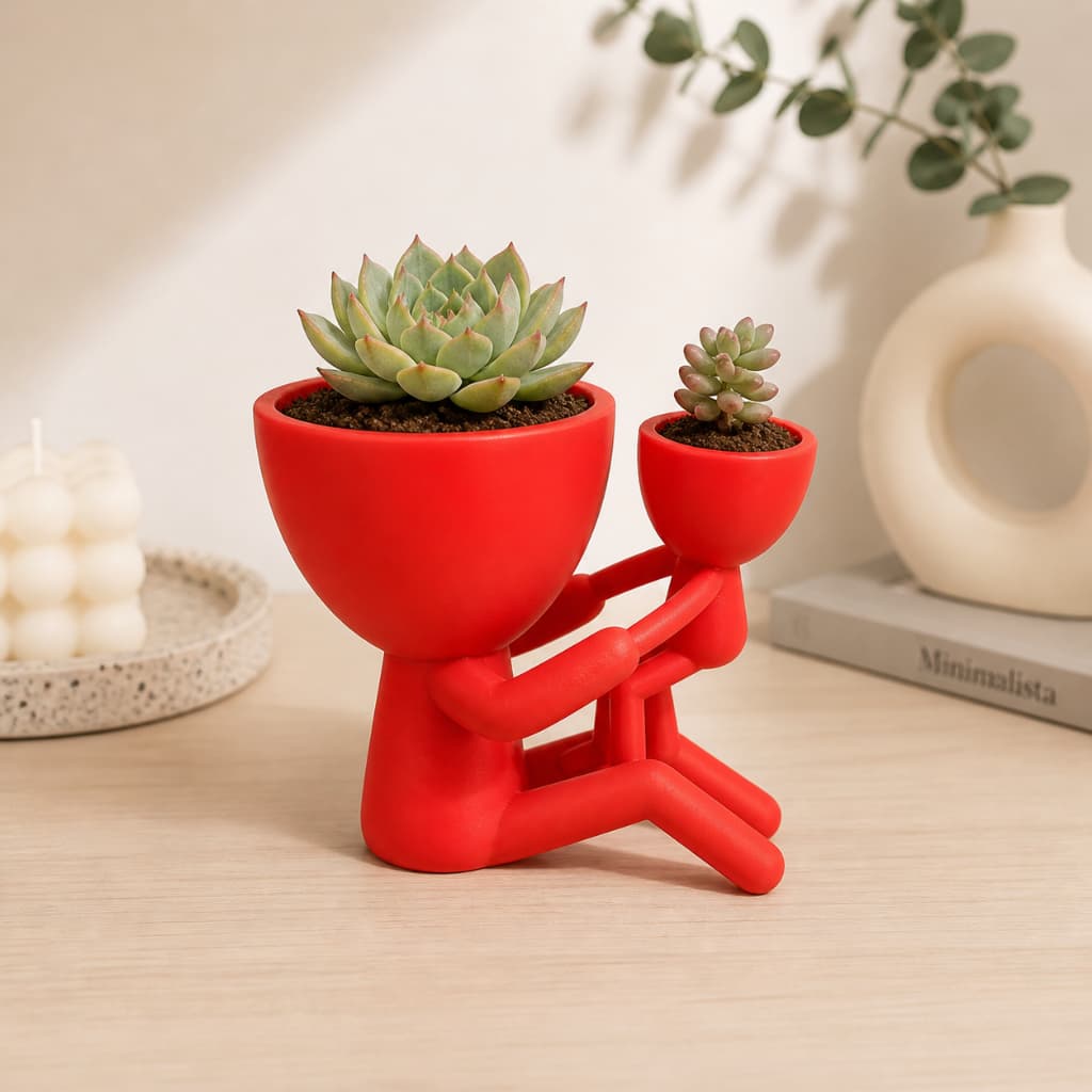 Vaso Decorativo Mãe e Filho Presente Criativo Dia das Mães Kit Pequeno Grande Decoração Moderna
