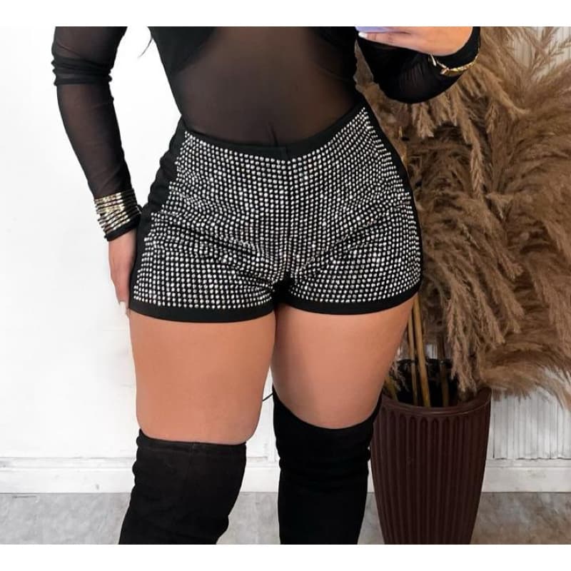 Shorts Strass Feminino Pedraria  Preto Moda Balada festas