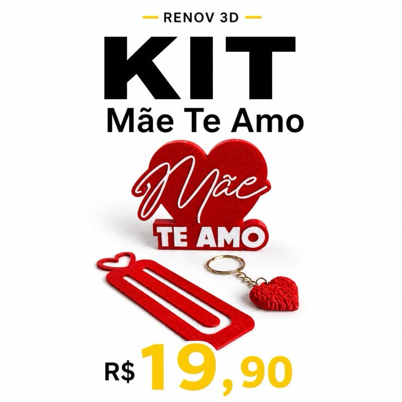 Kit Presente dia das Mães❤️ Chaveiro + Marcador de Página + Placa Decorativa 3D