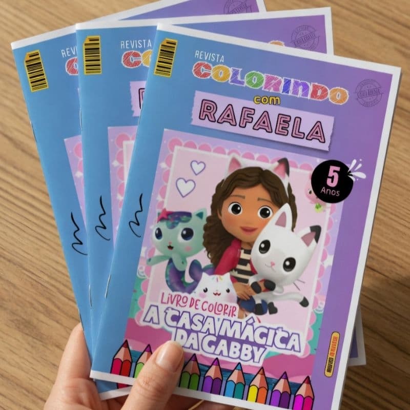 10 20 30 40 50 Kit Revistinha Livro de Colorir Infantil Lembrancinha Prenda PERSONALIZADO livrinho CASA MÁGICA GABBY
