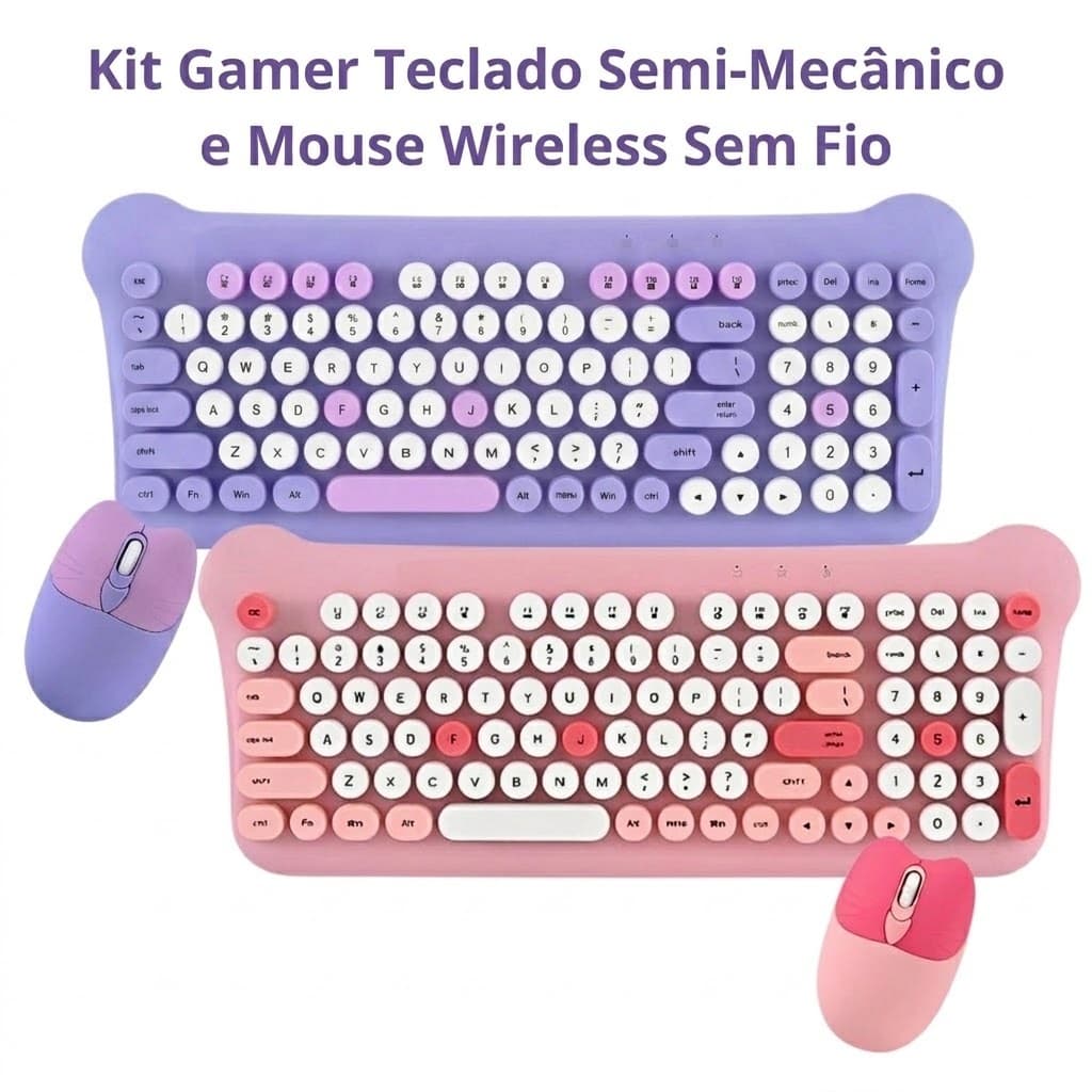 Kit Gamer Teclado Semi-Mecânico e Mouse Wireless Sem Fio Altomex AL-313H