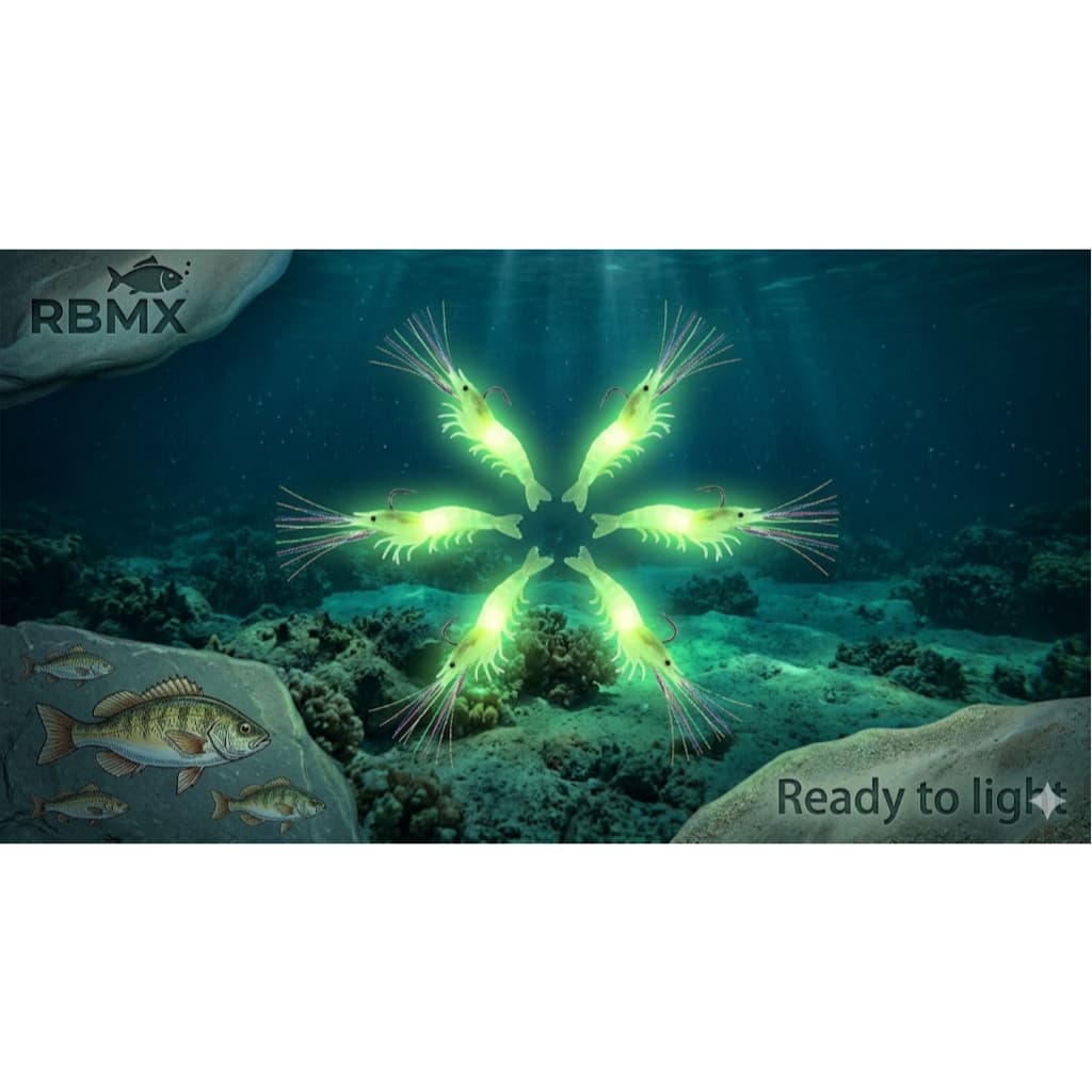 Isca Camarão Neon Artificial Fluorescente com Anzol