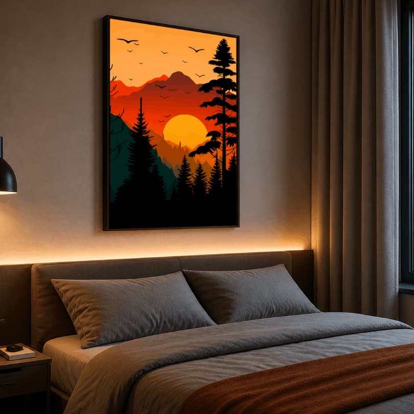Quadro Decorativo Grande Linda Paisagem Por do Sol 90x70 -  Para Sala ou Quartos