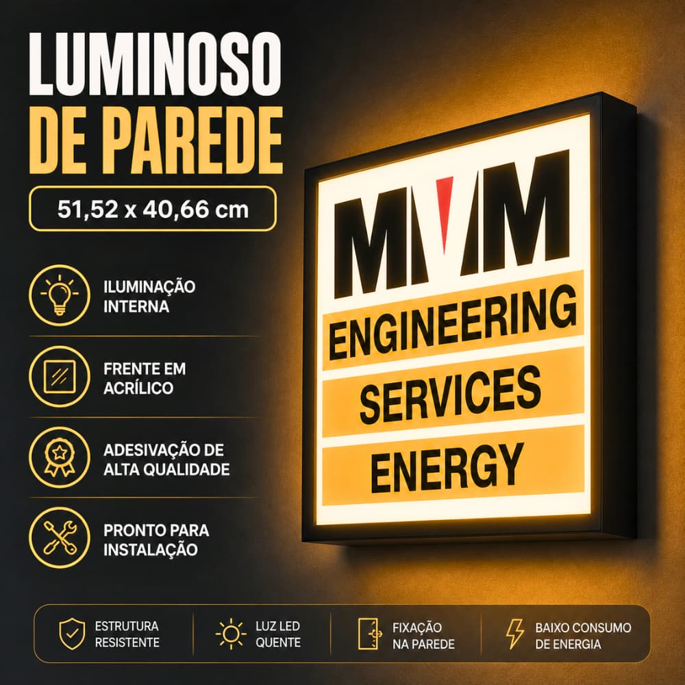 Luminoso de parede, letreiro personalizado, luminosos sobre medida mvm energy