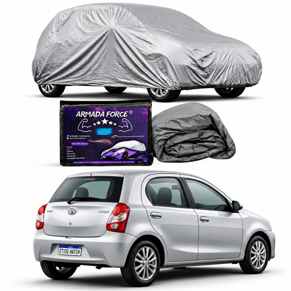 Capa De Cobrir Carro Toyota Etios Forrada 100% Impermeável Proteção Automotiva UV Sol e Chuva