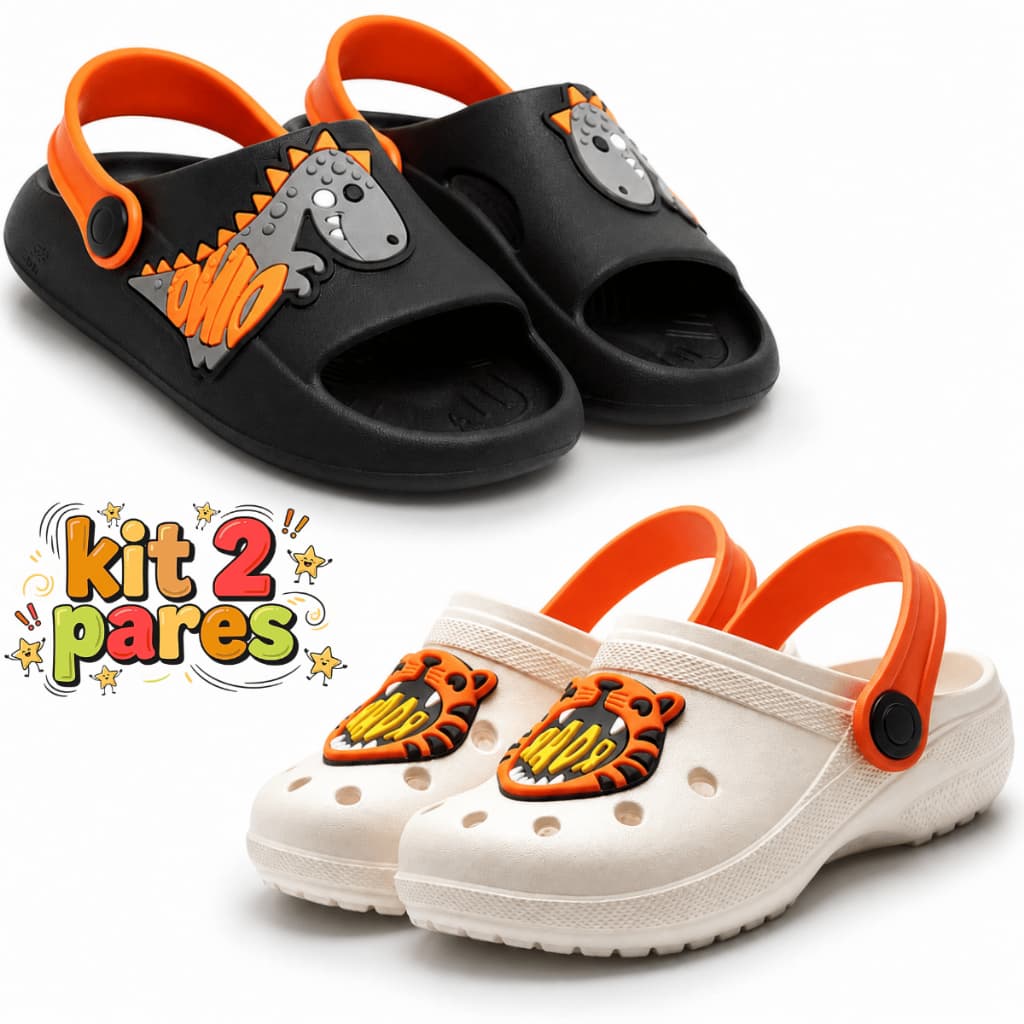 Kit 2 Pares Sandália Babuche Infantil Masculino Confortável