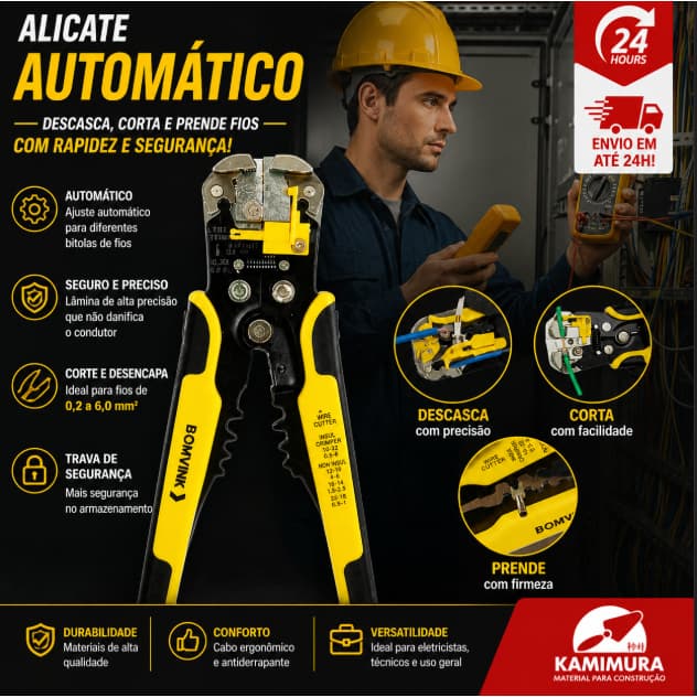Alicate Decapador Crimpador 3 em 1 Automático Profissional Bomvink