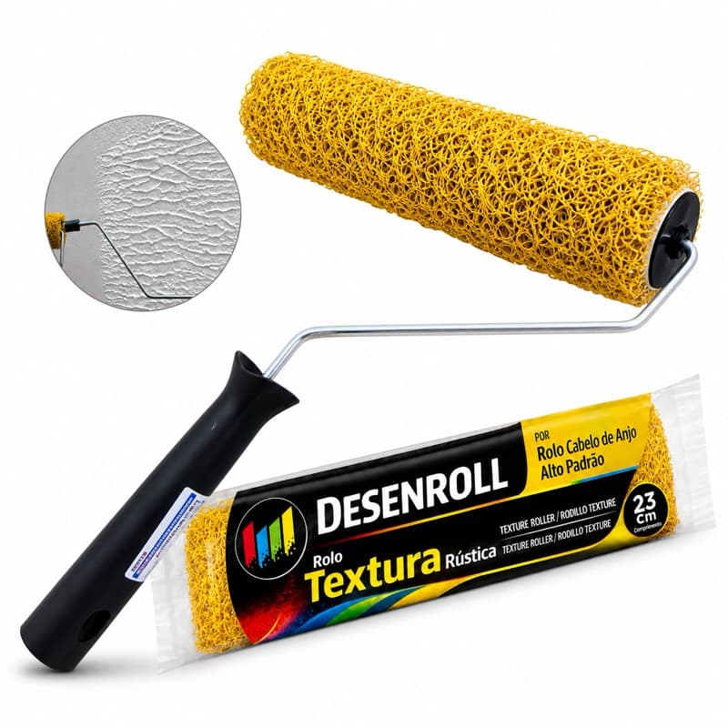 Rolo Textura Cabelo de Anjo 23cm Alto Padrão C/ Suporte - Desenroll