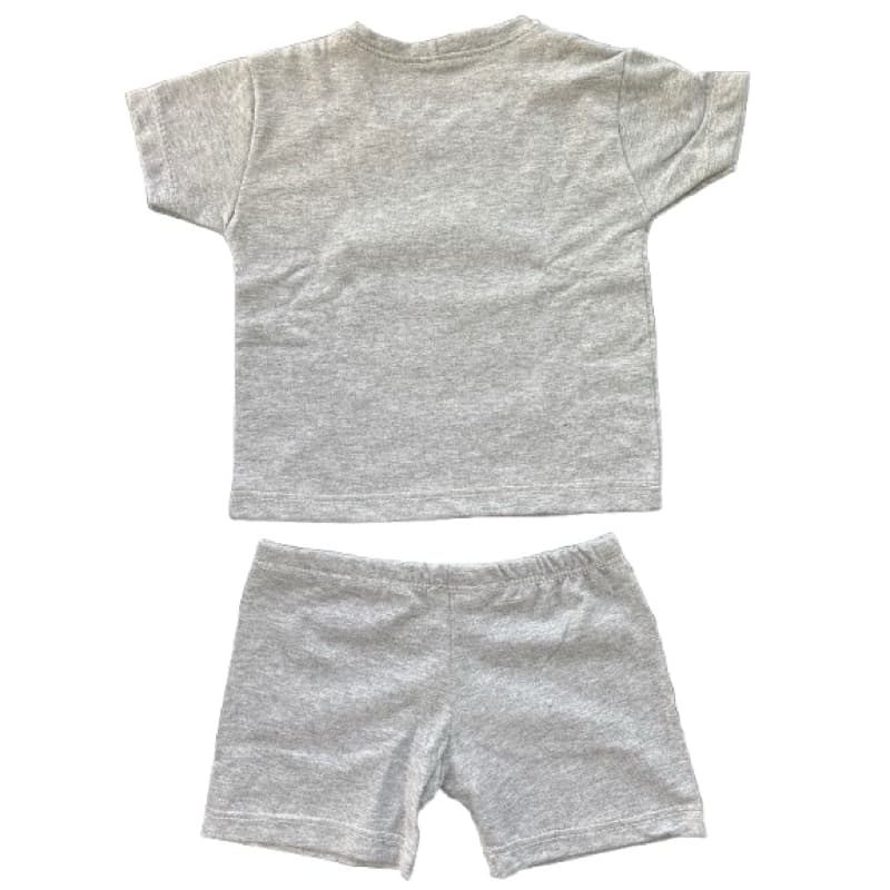 Conjunto Infantil Cinza Coelhinho Estiloso Bebê Menino Menina Camiseta + Shorts Roupa Confortável Algodão