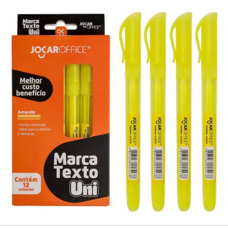 Caneta Marca Texto Jocar Amarelo ( unidade )