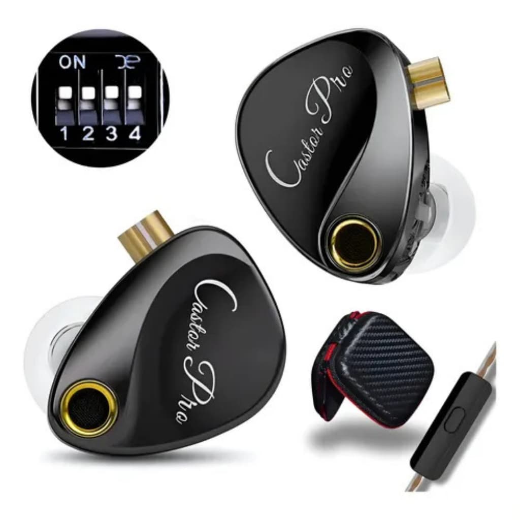 Fone In Ear Kz Castor Pro Monitor De Áudio Com Microfone e case