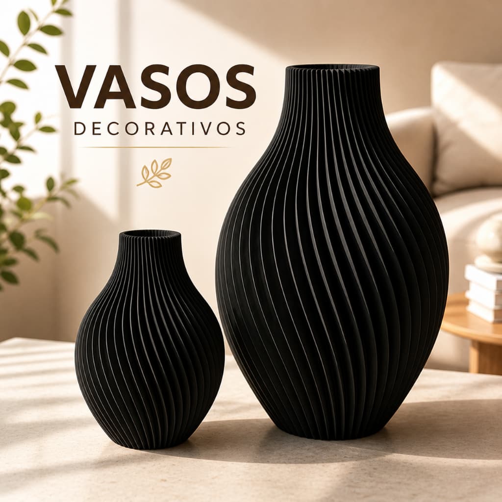 Kit 2 Vasos Decorativos Stylish Canelado Decoração Ambiente Sala, quarto e escritório