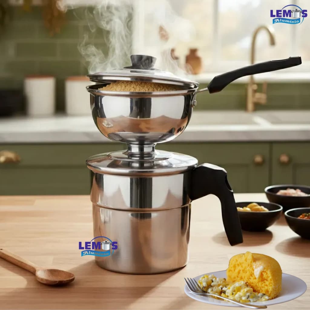 Cuscuzeiro Individual Nordestino Porcao Unica Peito Moça Material 100% em Aluminio