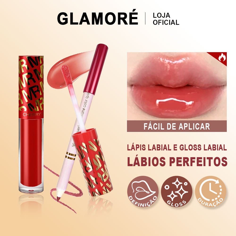 Kit Lip Combo Miss Romantic Lápis de Boca Retrátil + Gloss Labial Líquido