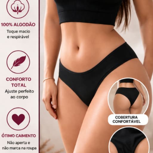 Kit 12 Calcinhas Femininas 100% Algodão Tanga Conforto Modelagem Brasileira Cintura Média Cores Sortidas