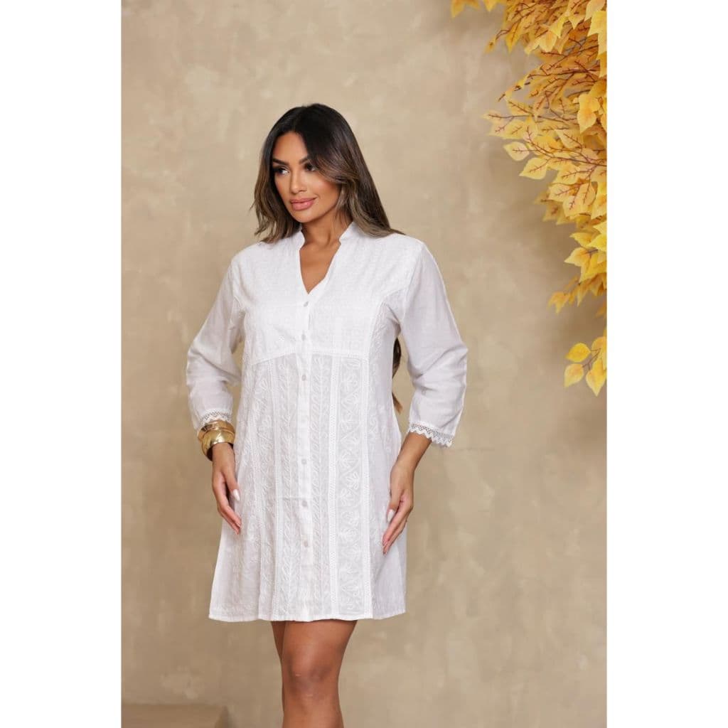 Túnica Indiana Feminina Bordada Boho Chic Bata Artesanal Elegante Soltinha Moda Verão Praia