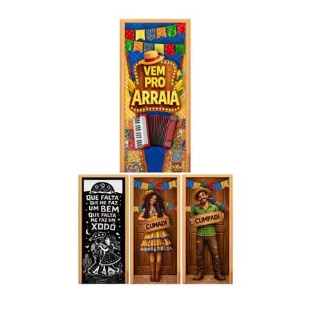 Capa de Porta Decorativa Tecido Sublimado Junino Festa Junina Arraiá São João 2,2x1,5